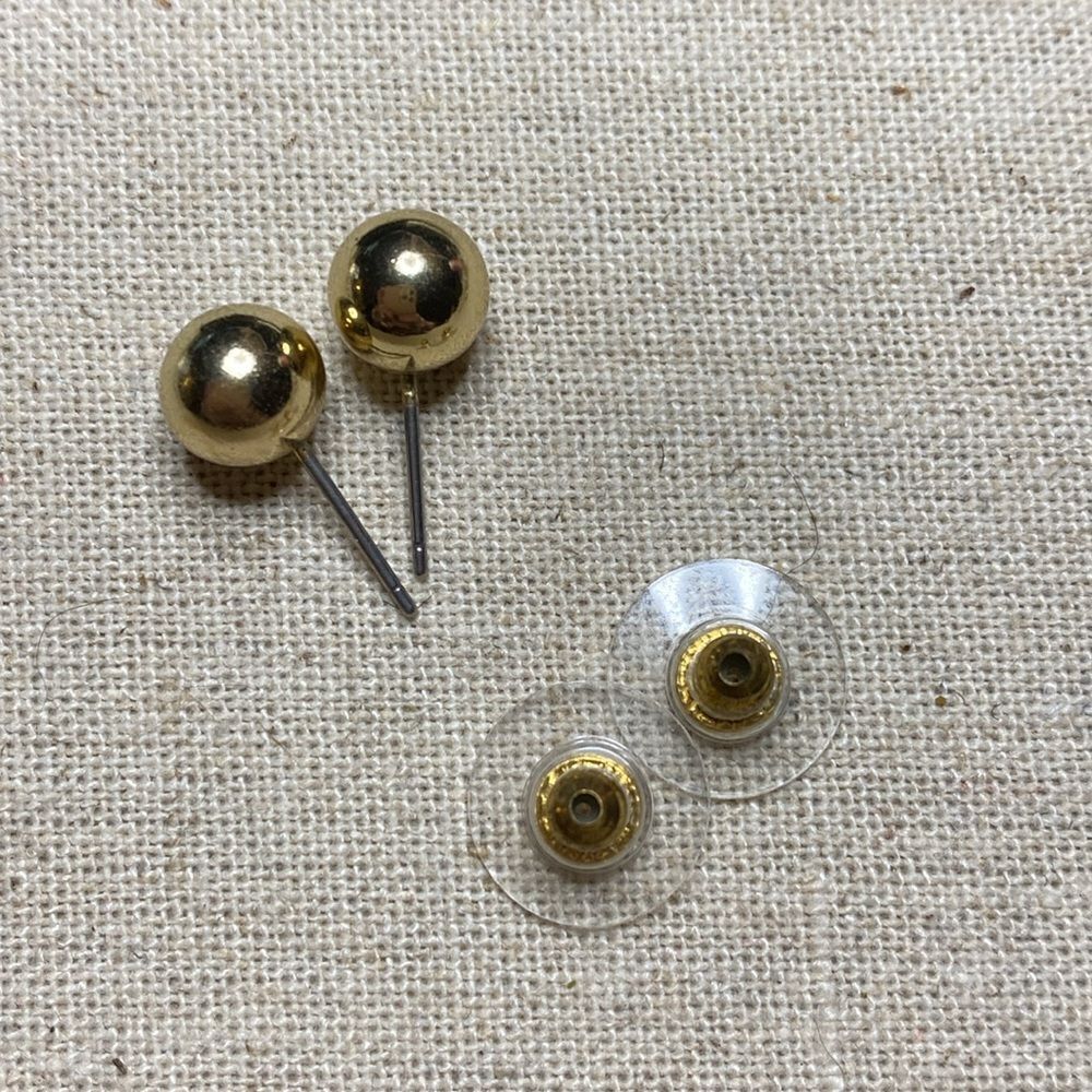 💛 Vintage Gold Tone Ball Earrings - Picture 2 of 3